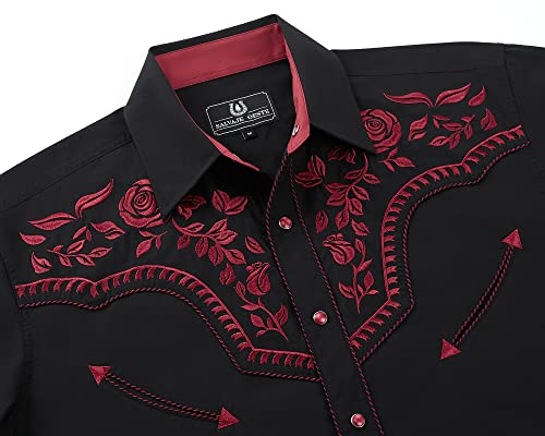 SALVAJE OESTE Men's Western Cowboy Shirt Embroidered Long Sleeve Casual Snap Button Down Shirt2