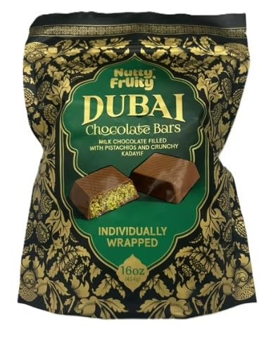Dubai Chocolate Bars, Milk Chocolate Filled with Pistachios and Crunchy Kadayif, Individually Wrapped, 16 oz