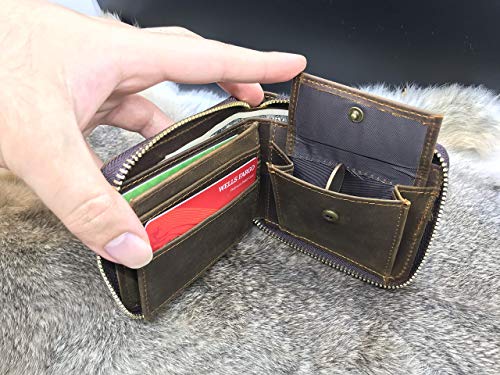 Personalized Leather Zipper wallet, Zip Around Wallet, Bifold Multi Card Holder Purse2