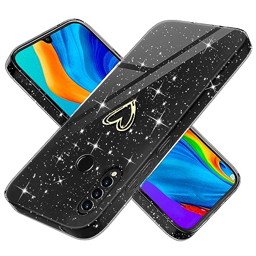 Yichxu Cover per Huawei P30 Lite Custodia Glitter TPU Silicone Brillantini ​Motivo Cuore Sottile Morbid Antiurto Paraurti Protettiva Case Huawei P30 Lite, Nero