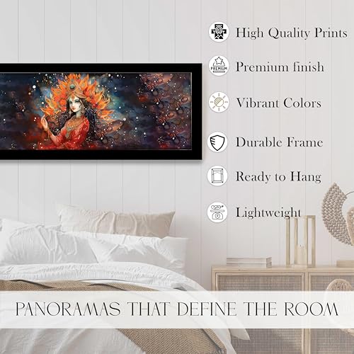 Image of PAINTINGMANTRA Indian Goddess Vastu Wall Art Framed Luxury Paintings for Home Decoration, Living room, Bedroom and Office Decoration (99x38 CM)