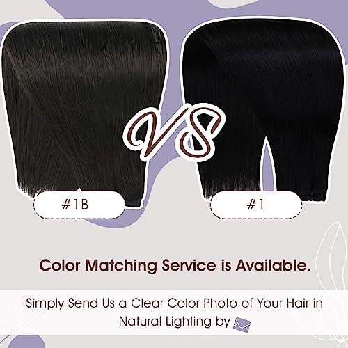 Image of Full Shine Sew In Hair Extensions Real Human Hair, Off Black 105G 16 Inch | Soft Real Hair Weft Extensions, Long Hair Length Enhancement, Natural Movement, Date Night, Event Styling