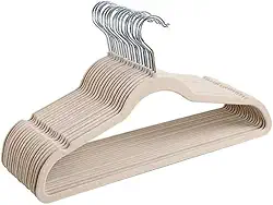 Kit 30 Cabides de Veludo Antideslizante Adulto 360° Bege