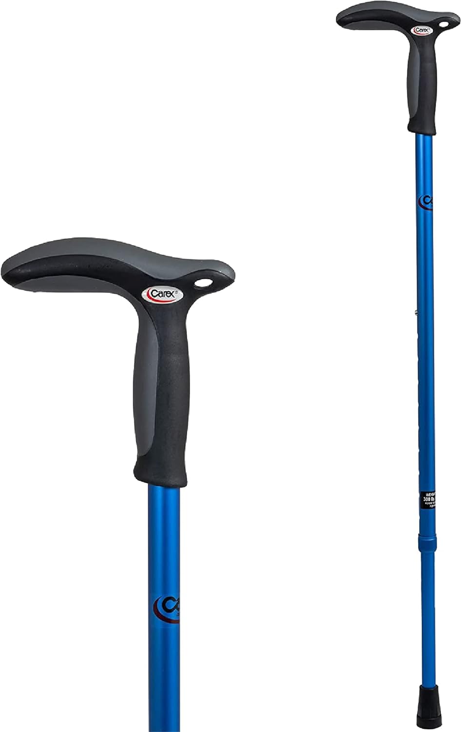 Carex Dual Grip Hiking Cane for Easy Balance & Support, 300 lbs, Blue Carex Dual Grip Hiking Cane for Easy Balance & Support, 300 lbs, Blue