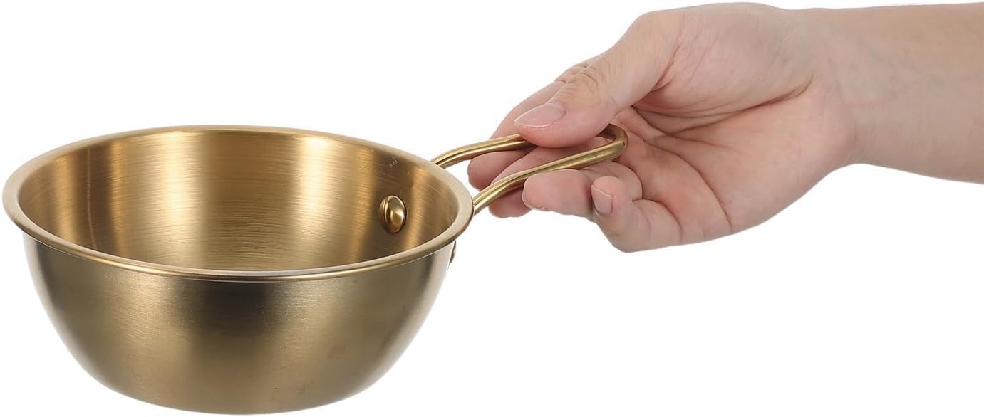 2pcs Korean Traditional Wine Bowls, 20Oz/580ml Stainless Steel Makgeolli Bowls with Handle, Round Camp Wine Cup, Golden Hiking Soup Dish for Picnic, Dinner Party