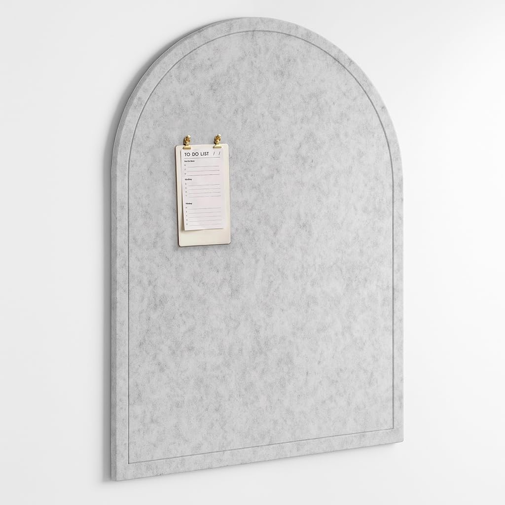 Orelle Arch Felt Bulletin Board | Foldable Peel and Stick Felt Board for Wall | Alternative Cork Board for Office, Vision Board, Kids Art Display | Arched Wall Decor | 23 x 31”| Heather Gray