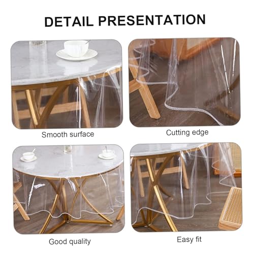 Couverture de table en plastique ronde 70 pouces imperméable - 4