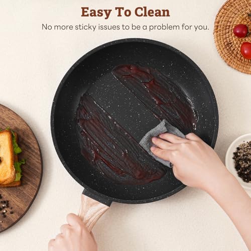 Image of SODAY Pots and Pans Set Non Stick, 17Pcs Black Granite Induction Cookware | PFAS /PFOA /PFOS Free Nonstick Kitchen Cooking Set, Stay-Cool Handles, Pot Protectors, Eggs Pan, Fry Pans & Saucepans