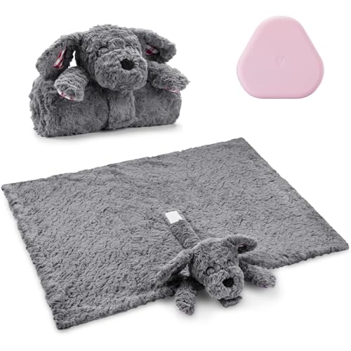 Image of Heartbeat Toy Heartbeat Blanket for Dog Anxiety Relief, Heartbeat Stuffed Animal for Puppy Calming Aid Behavioral Aid, Dog Comfort Toy for Sleep Aid Cuddle, Grey