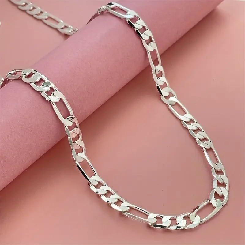 My Daily Styles Sterling Silver Figaro Link Chain - Italian Men's 925 Necklace & Bracelet Set - Made in Italy - Classic 8MM Design - lobster Clasp - Jewelry Set For Men - Image 7