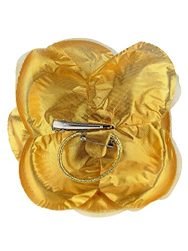 Image of Women's Multifunction Rose Flower Sheer Petal Brooch Pin Hair Tie Clip