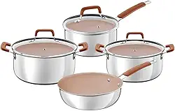 Jogo de Panelas Tramontina Romagna Aço Inox Cerâmico Black Stone 4 peças Marfim