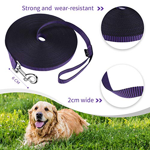 Image of Hi Kiss Dog /Puppy Obedience Recall Training Agility Lead - 15ft 20ft 30ft 50ft 100ft Training Leash - Great for Training, Play, Camping, or Backyard(15ft,Black Purple)