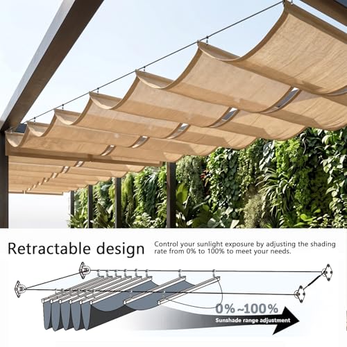 Voile d'ombrage rétractable en U écoulement de l'eau
