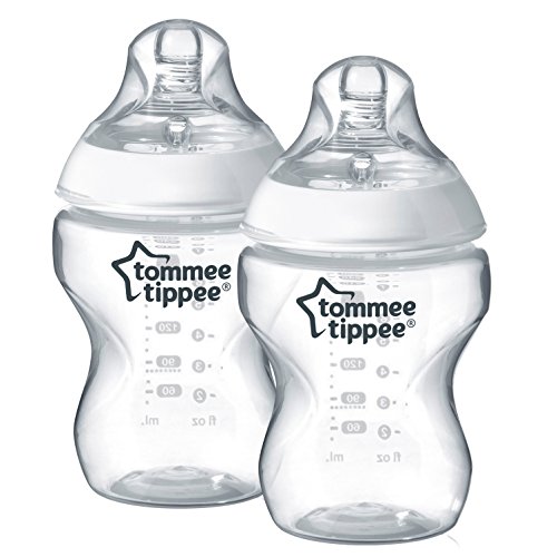 Tommee Tippee Closer to Nature Baby Bottle, Anti-Colic, Breast-like Nipple, BPA-Free - Slow Flow, 9 Ounce (2 Count) (661146)