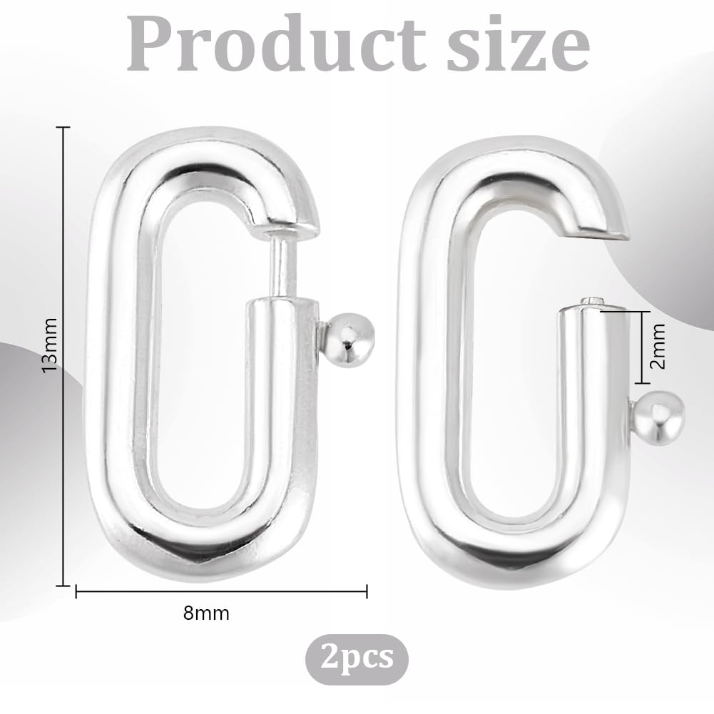 2 Fermoirs à Ressort En Argent Sterling 925 - Ovale 10x13mm - Pour Colliers, Bracelets Et Création Bijoux
