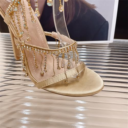 Women's Stiletto High Heel Rhinestone Spiral Ankle Wrap High Heel Sandals Wedding Evening Dress Dance Shoes4