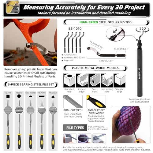 Image of 76pcs 3D Printer Tools Kit for Model Finishing /Deburring /Drilling /Polishing, 3D Printer Accessories incl. Flush Cutter, Pilers, Digital Caliper, for Bambu Lab, Flashforge, K2, FDM /SLA Printers etc