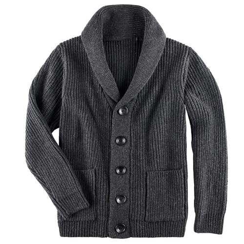 Mens Shawl Collar Sweaters Cardigan Cable Knit with Pockets Cardigan Button Down Knitted Sweaters