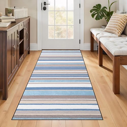 Alfombra de pasillo de 80x260 cm con diseño moderno sofisticado y base antideslizante textil 6