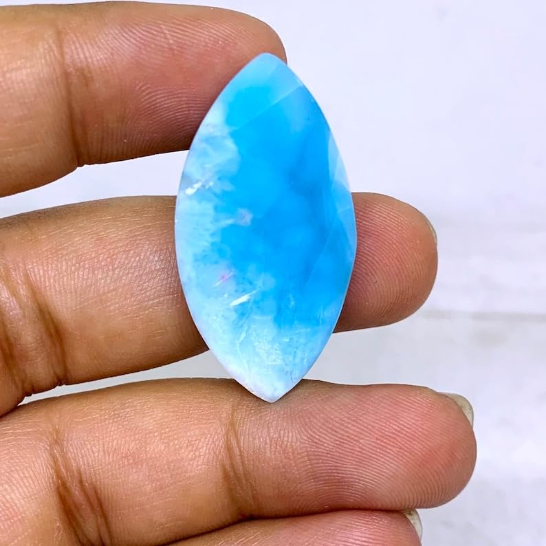 Pierre Larimar Marquise naturelle véritable 36mm de qualité gemme - 5