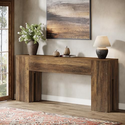 Tribesigns 71-Inch Long Console Table for Entryway, Farmhouse Sofa Console Behind Couch, Entry Table for Hallway, Foyer, Living Room, Brown