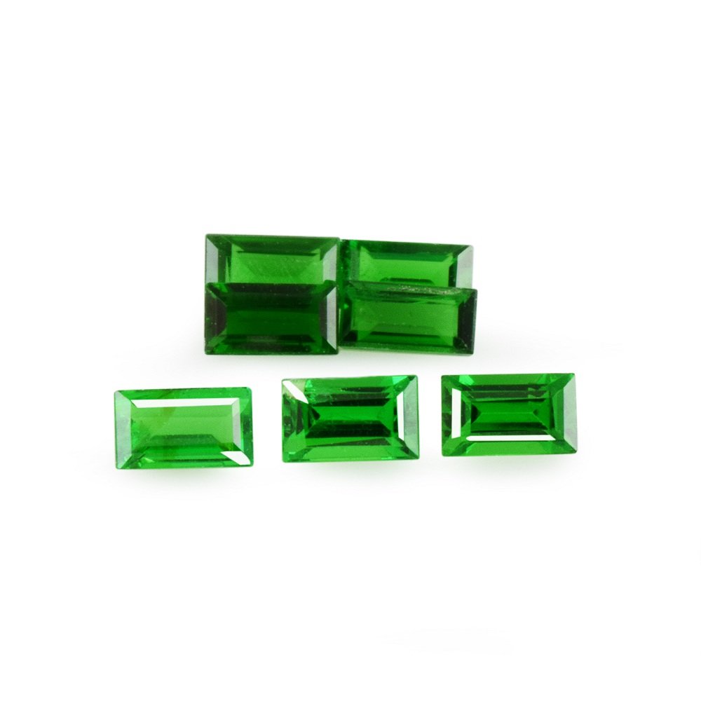 Rasav 0.41 cts Natural Green Tsavorite Garnet 3x1.5x1.3 mm Faceted Cut Baguette Shape 7 Piece Gemstone - TSGRN-1220