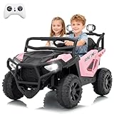 24V XL 2 Seater Ride on Car Truck, BLISSRIDE 4x200W Kids UTV w/20 Spacious Seat, 4WD/2WD, 7Ah Large Battery, Remote Control, Bluetooth, LED Lights, 24V Ride on Toys for Big Kids Boys Girls, Pink