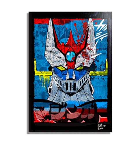 Arthole.it Go Nagai Mazinger Z - Quadro Pop-Art Originale con Cornice, Dipinto, Stampa su Tela, Poster, Locandina, Serie TV, Anime, Manga, Robot