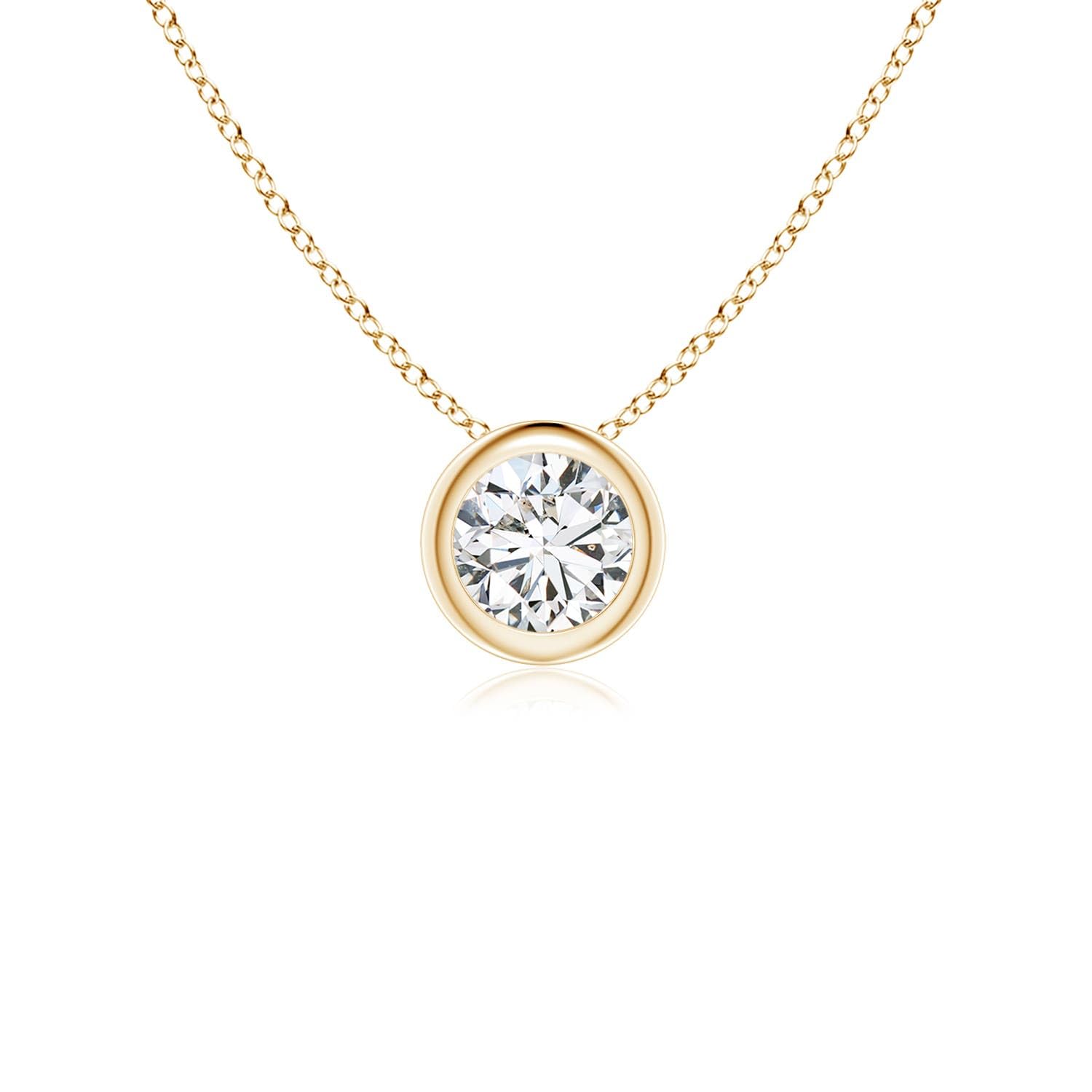 Angara Natural Diamond Solitaire Pendant for Women | Round Diamond Solitaire Pendant Necklace in 14K Solid Gold/Platinum | April Birthday, Anniversary, Gemstone Jewellery Gift