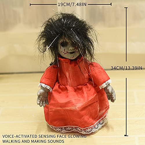 Ochine Halloween Ghost Decoration Scary Haunted House Doll Props Baby Voice Control Creepy Walking Zombie Dolls Light Up Eyes Decor Animated Doll Prop Indoor Outdoor Party Halloween Decorations #TOP5