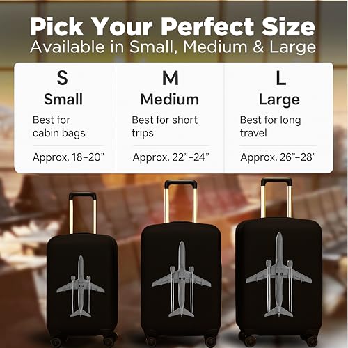 Image of WanderWraps Spendex Polyester Protective Luggage Cover | Hard Luggage Trolley Bag Cover | Washable | Combo | Stretchable | 20-24 - 28 Inches | Pack of 3 | Jetstreamm