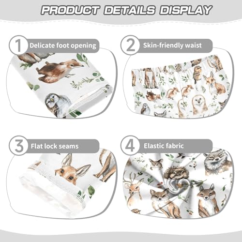 Cute Animals Fox Owl Girls Leggings Athletic Pants Tights Stretch Bottom3