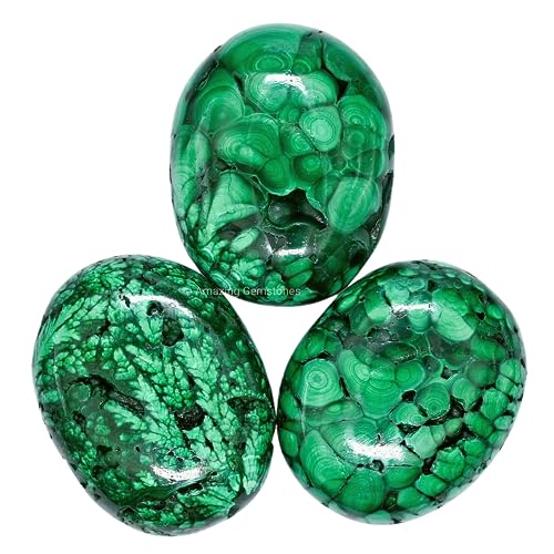 Image of Amazing Gemstone Malachite Crystals and Healing Stones - Large Palm Stone Crystals Piedra - Crystal for Good Luck, Balanced Positive Energy, Meditation - Unique Stocking Stuffers, Gifts for Women
