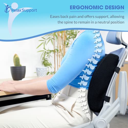 Relax Support Rs9 - Lumbar Support Pillow - Gaming & Office Desk Chair Accessory - Back Pain Relief - Car Cushion - Men Women Trucker Seat Tailbone Comfort Pad #TOP7