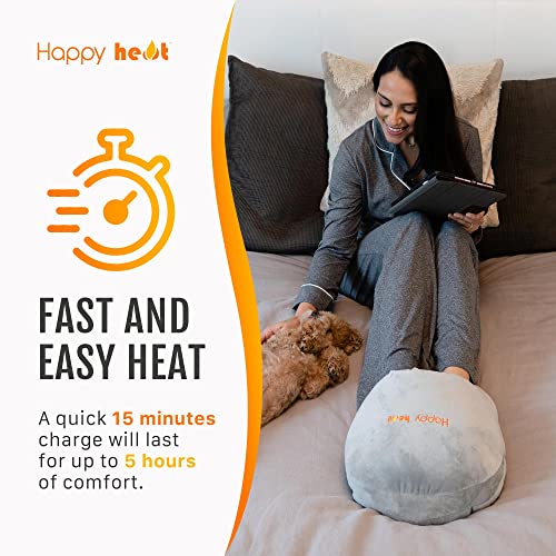 Happy Heat Heated Foot Warmer, Electric Heated Pad To Soothe Feet Pain & Cramps, Heating Therapy, Office Desk And Home Use, Hot Water Non Slip Pad, Cordless, Reusable & Rechargeable - Grey #TOP5