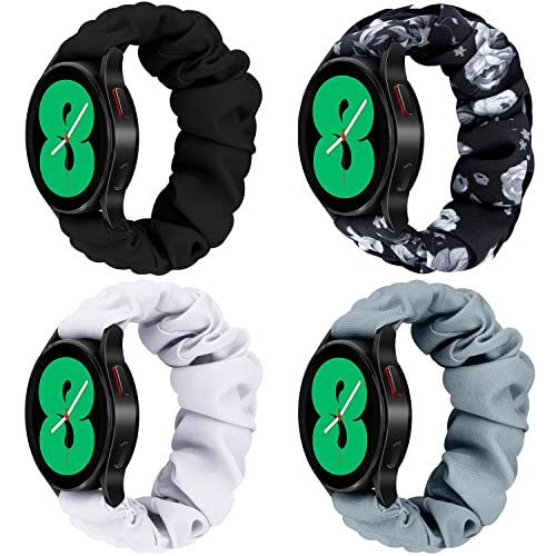 Samsung Galaxy Watch Bands, 20mm & 22mm Width, Printed Single Ring Scrunchies, Ladies Elastic Replacement Bands with Quick Release, Suitable for Galaxy Watch Active 2, 3, 4, 5 & 5 Pro (Gray by URU Shield - Used condition - US$6.90