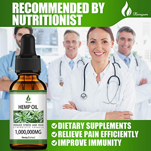 2 Packs Hemyum Organic Hemp Oil Drop 1,000,000MG - Relieve Stress & Anxiety - Anti-Inflammatory - Reduce Insomnia, 100% Natural Ingredients - Rich in Omega 3-6-9, Non-GMO - Cold Press Extraction