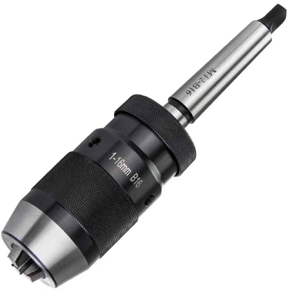 Littimoon MK2 Drill Chuck B16 1-16mm Steel Self-Tightening Keyless Drill Chuck+ MT2-B16 Arbor for Lathe