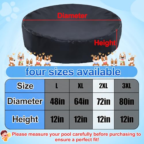 MEWTOGO Capa Para Piscina De Cachorro 72 Pol. - Redonda À Prova D'Água E Resistente A Rasgos Animai