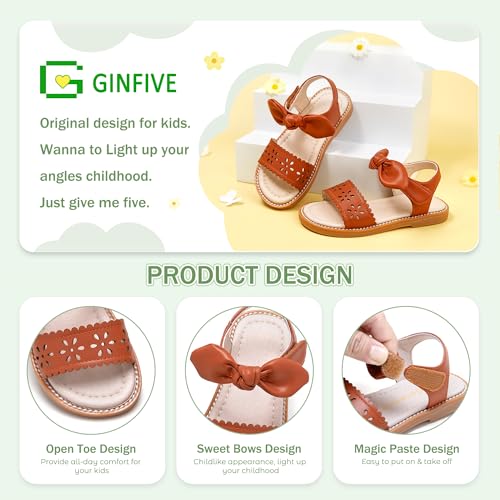 Image of GINFIVE Toddler Girls Sandals Little Girls Kids Summer Shoes Toddler Sandals