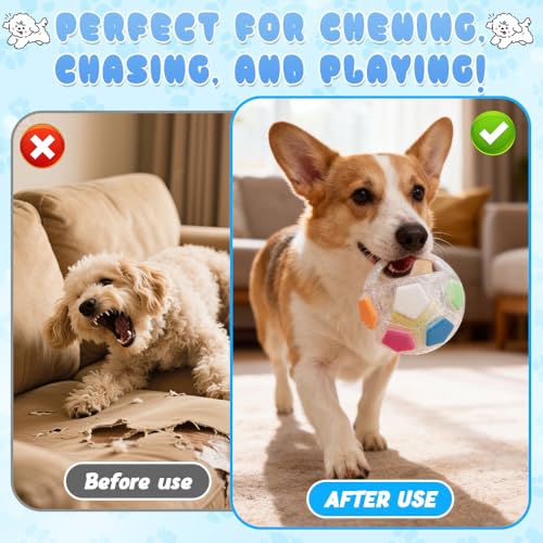 Weciau The Mellow Dog Calming Ball, Anti Stress Ball mit Handle, Interaktiver Spielball für Hunde, Hundeball Unzerstörbar, Zauberball Hund für Kleine, Mittelgroße und Große Hunde (Weiß)