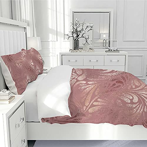 Housse de couette sans repassage parure de lit rose polyester CHEHONG - 5