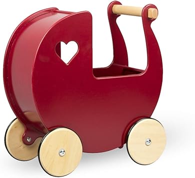 Amazon Moover ドールズプラム 乳母車 レッド 人形遊び お母さんごっこ 手押し車 ベビーカー ワゴントイ 木製 知育玩具 ままごと 北欧デザイン おしゃれ 対象年齢 2歳以上 組立済 完成品 おもちゃ おもちゃ