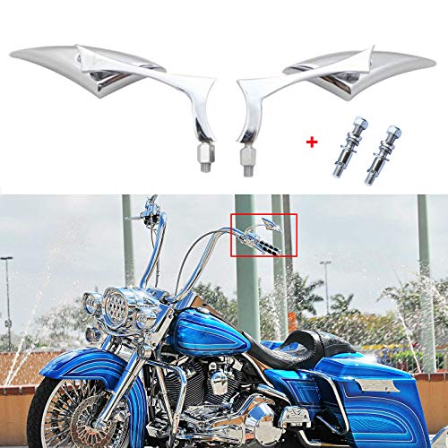 Chrome Motorcycle Blade Rear View Mirrors for Harley Cruiser Bobber Chopper (Chrome-Harley)