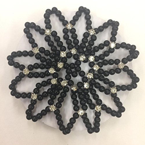 BUN Skins Black Beads and Rhinestones Bun Hair Cover Accessory for Dancers