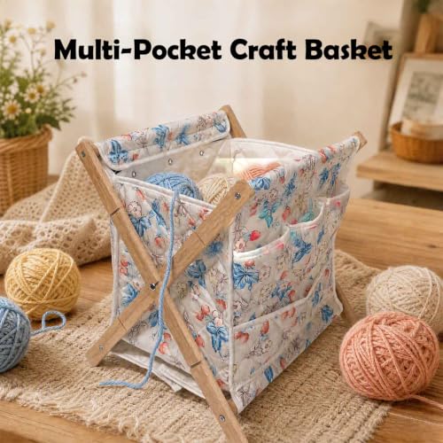 Image of Gkesgm Yarn Storage Organizer for Yarn Skeins,Large Crochet Yarn Holder Case for Carrying Projects, Knitting Needles, Crochet Hooks and Other Accessories