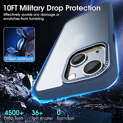 Image of Vaku Luxos Trans Armor for iPhone 14 Cover Case, 6 Feet Drop, Metal Ring Camera Protection, Shockproof, Scratch Resistant, Slim, Compatible with iPhone 14 Back Cover - Dark Blue