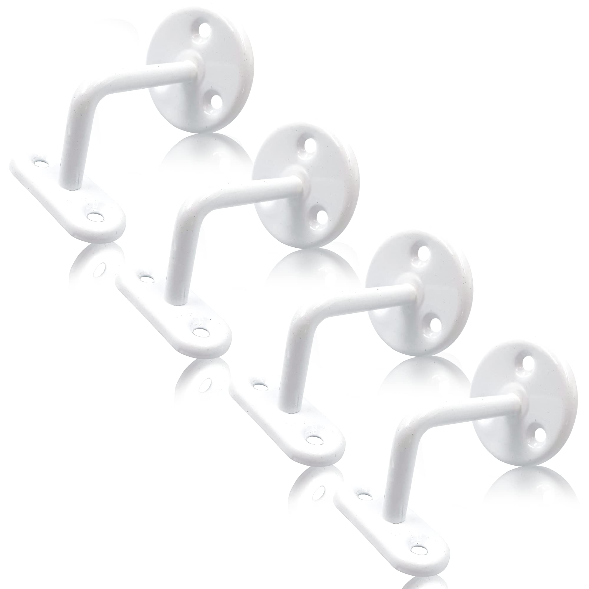 Shire Fixings White Pack Of 4 Handrail Brackets For Stairs, Banister Rail Brackets, Wall-Mounted Stair Rail Bracket For Stainless-Steel Or Wooden Handrail, Heavy-Duty And Stylish Banister Rails Bracket