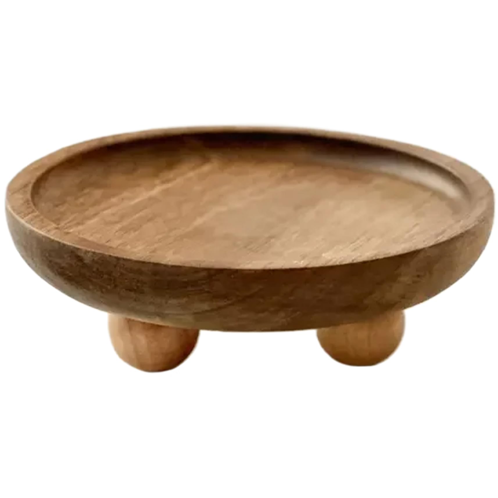 Lawnrden Small Wooden Tray|Wood Tray, Rustic Candle Plate with Legs for Soap, Perfume, Keys, Vanity for Kitchen, Bathroom, Entryway, Round